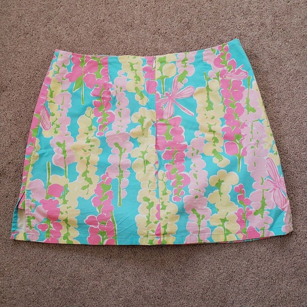 Vintage Lilly Pulitzer Dragonfly Floral Print Mini Short Skirt String Bow Size 6 - Picture 2 of 7